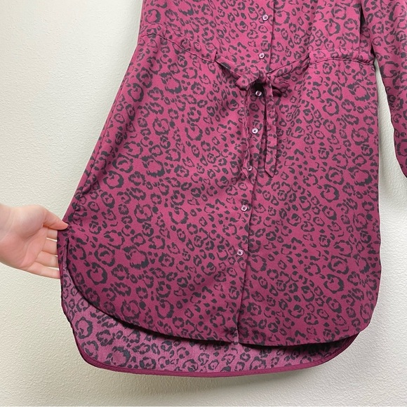 A New Day Women's Medium Long Sleeve Shirt Dress Animal Print Red Office Career - Picture 8 of 15